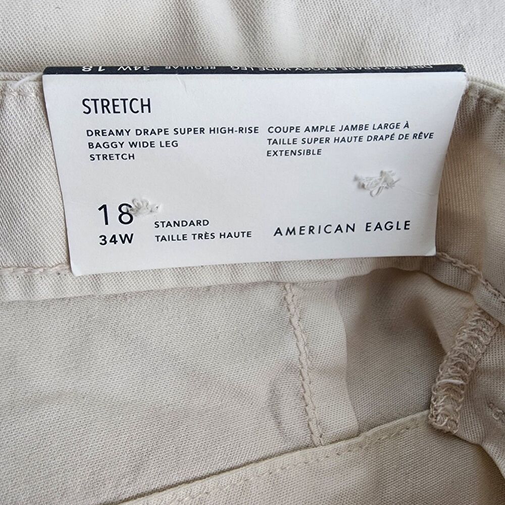 American Eagle Dreamy Drape Cargo Pants Sz 18 Super High Rise Baggy Wide Leg NWT - Picture 15 of 16